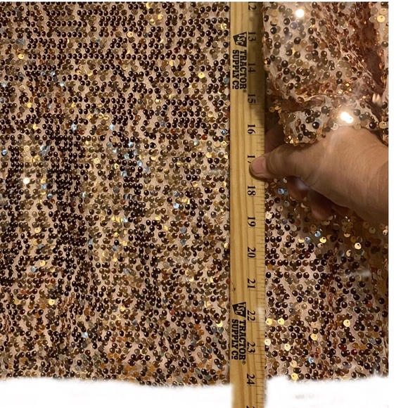 Gold Sequin Party Blouse Boat Neck 3/4 Disco Bell Sleeve Slightly Crop Relaxed - Picture 8 of 11